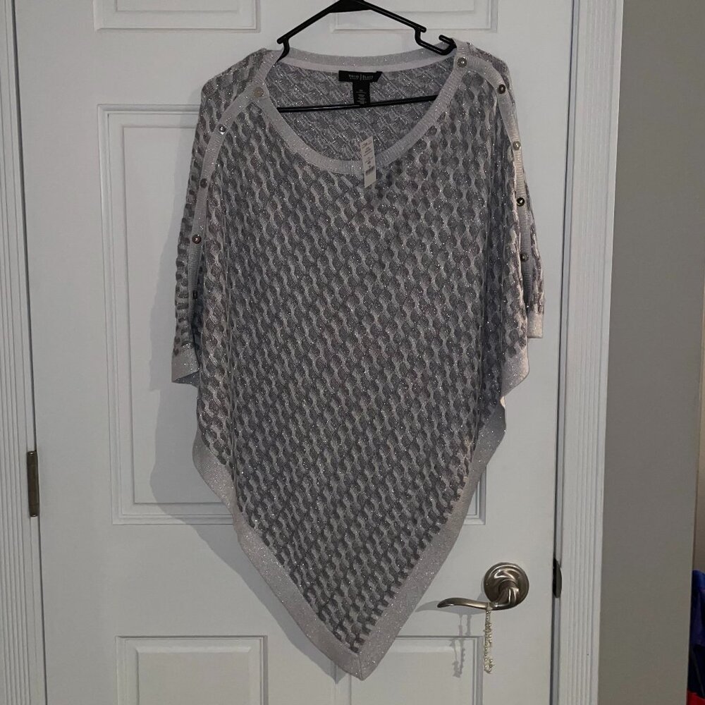 Brand NEW Tags On - White House Black Market Silver Poncho Shawl - XS